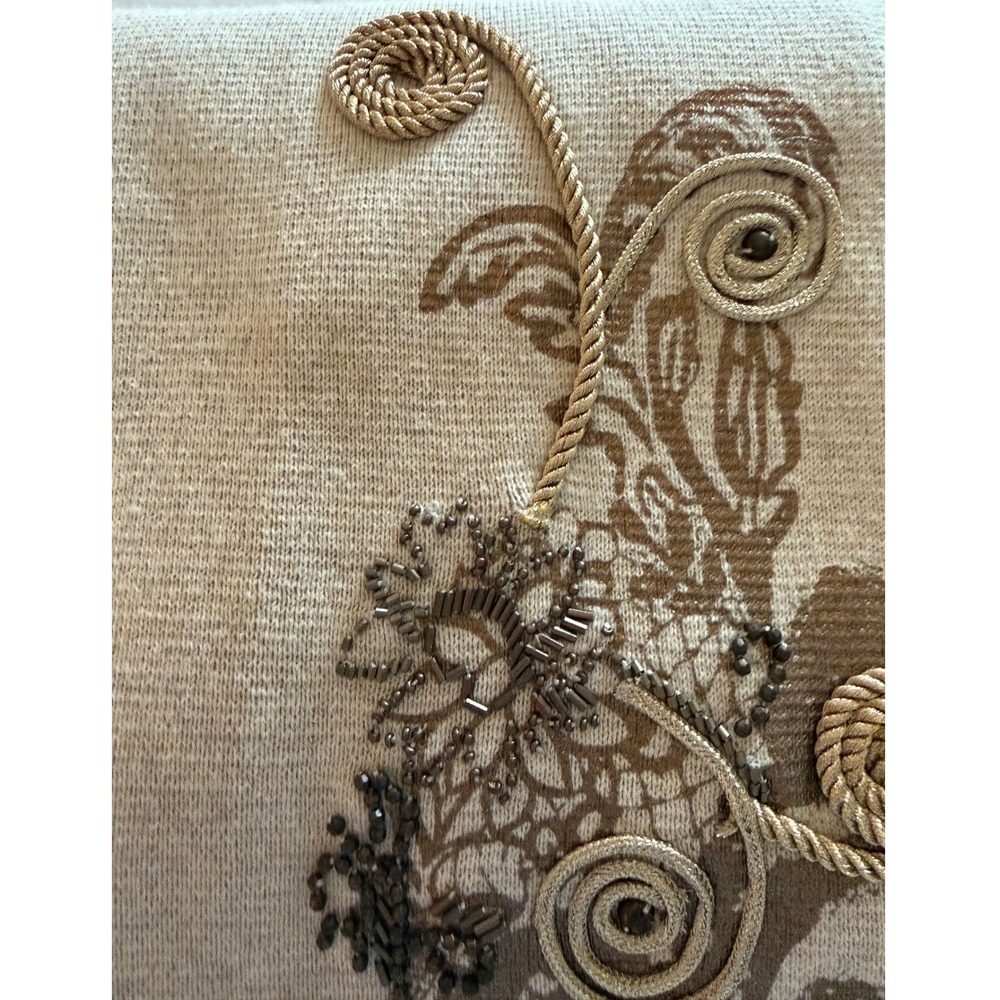 NWOT Chico's Size 1 (M) Scroll Front Cardigan Beads Foil Rope Embroidery Lace - Picture 7 of 8
